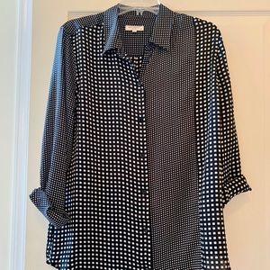 Equipment black and white checkered blouse